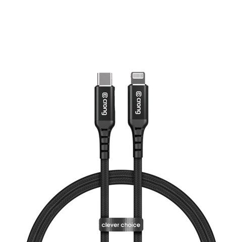 ND38_CRG-AL15USCL-BLK Crong Armor Link ? Kabel MFi z USB-C na Lightning w oplocie 150cm (czarny)