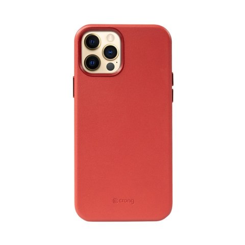 ND38_CRG-ESS-IP1261-RED Crong Essential Cover - Etui ze skóry ekologicznej iPhone 12 / iPhone 12 Pro (czerwony)