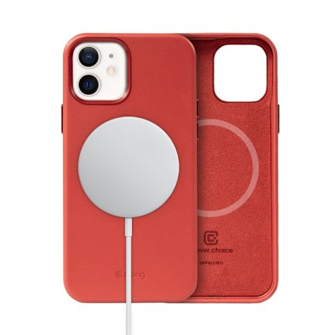 ND38_CRG-ESSM-IP1261-RED Crong Essential Cover Magnetic - Etui ze skóry iPhone 12 / iPhone 12 Pro MagSafe (czerwony)