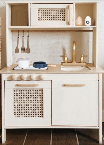 KX6284 Kuchnia drewniana MDF retro z akcesoriami BOHO