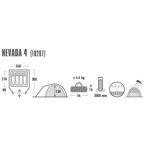 ND05_N0837 10207 Namiot High Peak Nevada 4 szaro-czerwony 10207