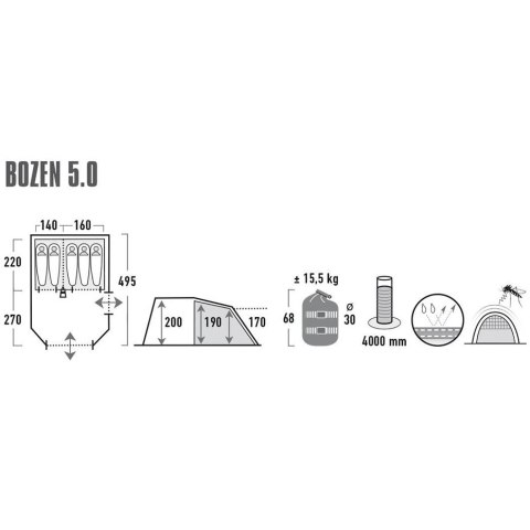 ND05_N0962 11836 Namiot rodzinny High Peak Bozen 5.0 szaro-zielony 11836