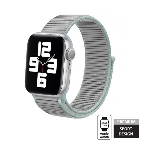 ND38_CRG-40NLB-PGR Crong Nylon - Pasek sportowy do Apple Watch 38/40mm (Pastel Grey)