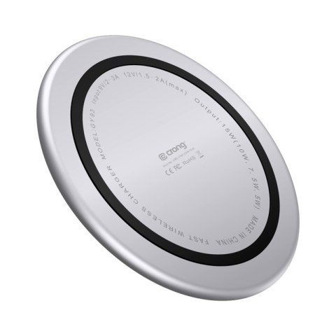 ND38_CRG-PS15W-WHI Crong PowerSpot Fast Wireless Charger ? Bezprzewodowa ładowarka Qi 15W USB-C (Silver White)