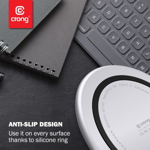 ND38_CRG-PS15W-WHI Crong PowerSpot Fast Wireless Charger ? Bezprzewodowa ładowarka Qi 15W USB-C (Silver White)