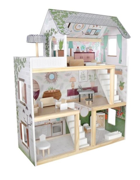 KX5944 Domek dla lalek drewniany apartament Ikonka boho