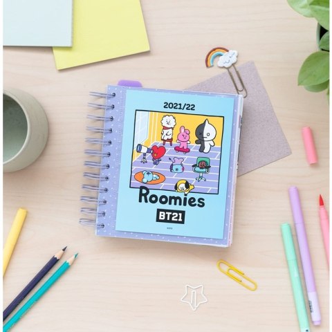 ND38_ADPM2103 Line Friends BT21 - Kalendarz / Planner szkolny 2021/2022 (niebieski)