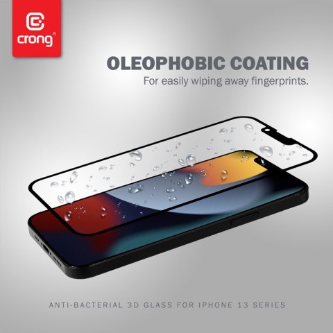 ND38_CRG-AB3DAG-IP13PM Crong Anti-Bacterial 3D Armour Glass ? Szkło hartowane 9H na cały ekran iPhone 13 Pro Max + ramka instala