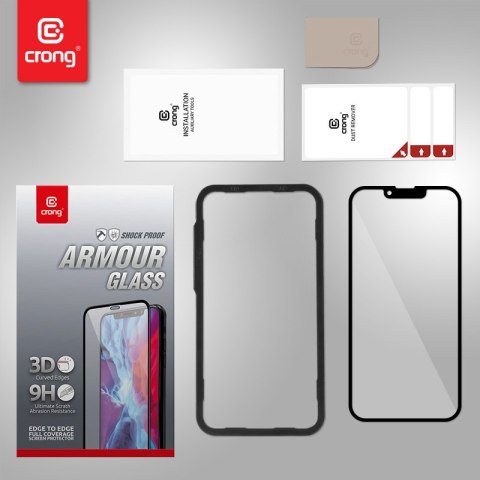 ND38_CRG-AB3DAG-IP13PM Crong Anti-Bacterial 3D Armour Glass ? Szkło hartowane 9H na cały ekran iPhone 13 Pro Max + ramka instala