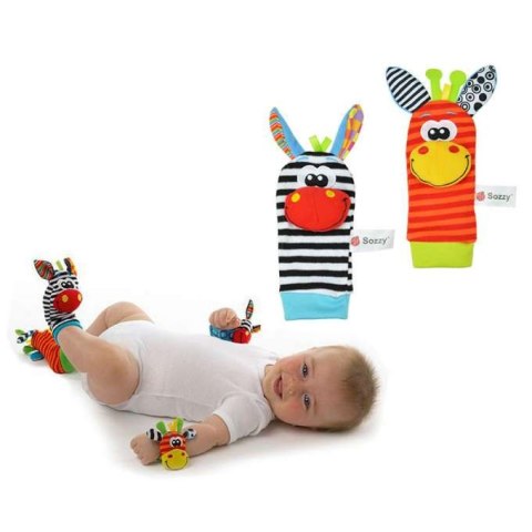 KX9343_1 Grzechotka zabawka skarpetki na nóżki stopy 2szt.