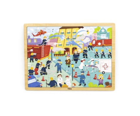 ND18_3995 Viga 44581 Puzzle na podkładce 48 elementów - poznajemy pracę strażaka