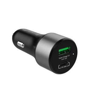 ND38_CRG-PWRC-USBC63-BLK Crong Power Car Charger 63W ? Ładowarka samochodowa USB-C PD 45W + USB QC 3.0 18W (czarny)