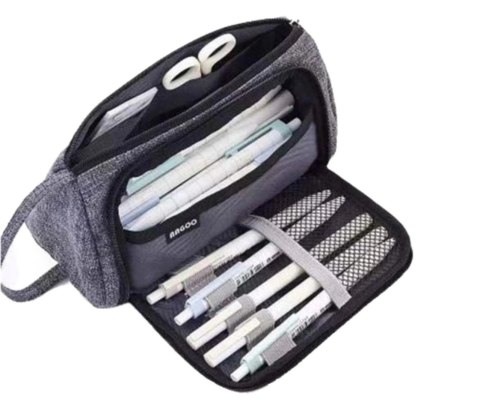 KX5672_1 Piórnik szkolny podwójny saszetka kosmetyczka szary