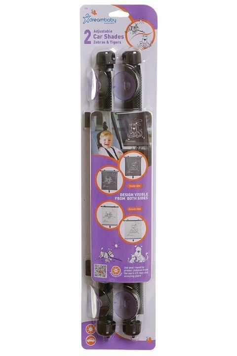 ND19_PCR238P Roleta samochodowa UV - dwustronna - Zebra i Tygrys - 2 szt.