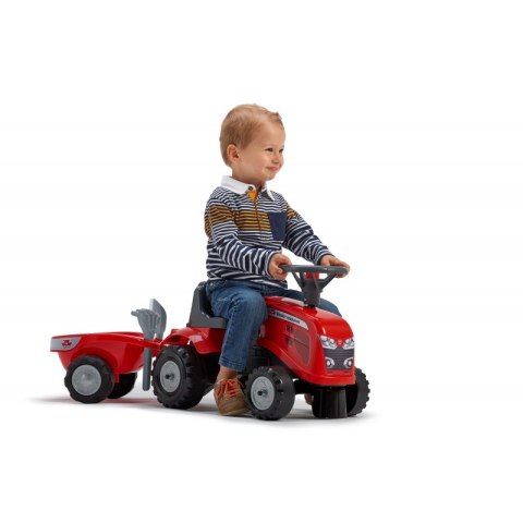 FALK Traktorek Baby Massey Ferguson Czerwony z Przyczepką + akc. Od 12 Miesięcy