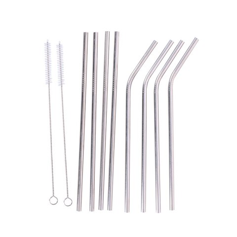 ND38_8711252146560 Alpina - ekologiczne słomki metalowe wielokreotnego użytku w zestawie ze szczoteczkami do czyszczenia (8+2 sz