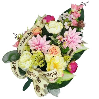 DUŻA WIĄZANKA NA POGRZEB KWIATY Z DOWOLNYM NAPISEM NA SZARFIE