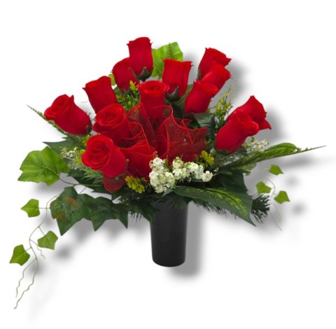 BUKIET RÓŻ WKŁAD DO WAZONU KWIATY NA CMENTARZ GRÓB POMNIK KOMPOZYCJA KWIATOWA