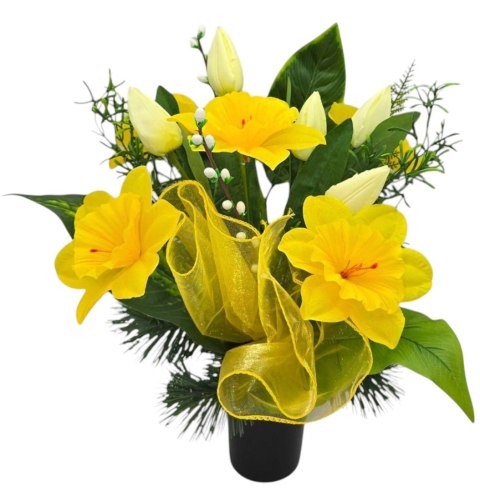 BUKIET WKŁAD DO WAZONU KWIATY NA CMENTARZ GRÓB POMNIK WZÓR WIOSENNY