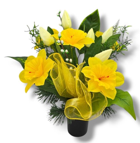 BUKIET WKŁAD DO WAZONU KWIATY NA CMENTARZ GRÓB POMNIK WZÓR WIOSENNY