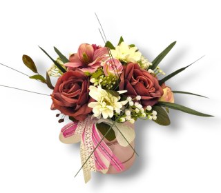 FLOWERBOX SZTUCZNE KWIATY W PUDEŁKU NA DZIEŃ MATKI URODZINY IMIENINY
