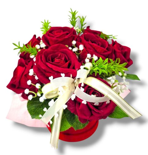LUKSUSOWY FLOWERBOX CZERWONE RÓŻE W PUDEŁKU NA DZIEŃ MATKI URODZINY IMIENINY