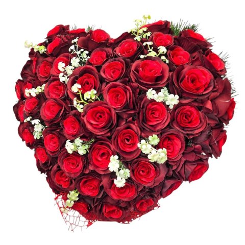 PRZEPIĘKNE DUŻE SERCE XL Z CZERWONYCH RÓŻ NA CMENTARZ WSZYSTKICH ŚWIĘTYCH