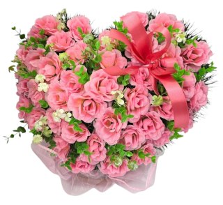 STROIK NA POMNIK SERCE KOMPOZYCJA KWIATOWA RÓŻOWE RÓŻE NA GRÓB