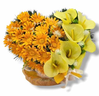 STROIK SERCE NA CMENTARZ DEKORACJA NA GRÓB ROCZNICA ŚMIERCI KOMPOZYCJA KWIATOWA