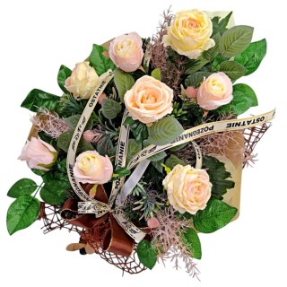 WIĄZANKA NA POGRZEB KWIATY WIENIEC Z DOWOLNYM NAPISEM NA SZARFIE