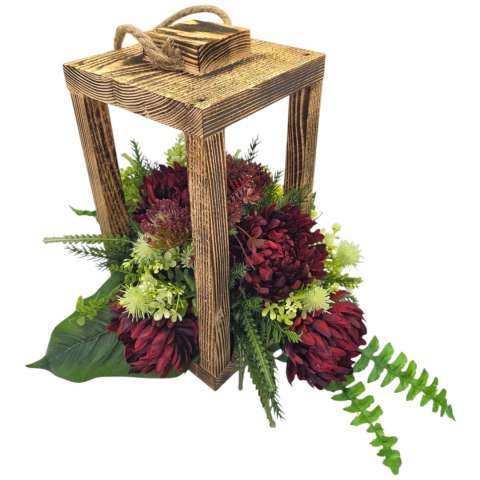 JESIENNY STROIK NA CMENTARZ GRÓB DREWNIANY LAMPION LATARNIA