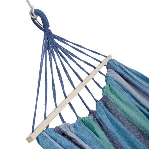 NC9004 NIEBIESKI-CIEMNONIEBIESKI HAMAK Z DREWNIANĄ BELKA 70CM I METALOWYM UCHWYTEM NILS CAMP