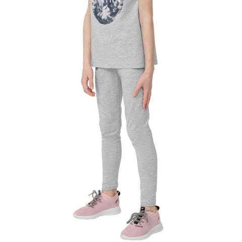 ND05_L1087-164cm HJL22 JLEG004 27M Legginsy dla dziewczynki 4F chłodny jasny szary melanż HJL22 JLEG004 27M r.164cm