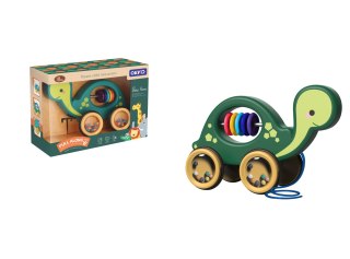 KX5431 Grzechotka drewniana na sznurku mobilna żółw