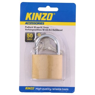 ND38_8711252793894 Kinzo - Kłódka mosiężna 50 mm z 3 kluczami