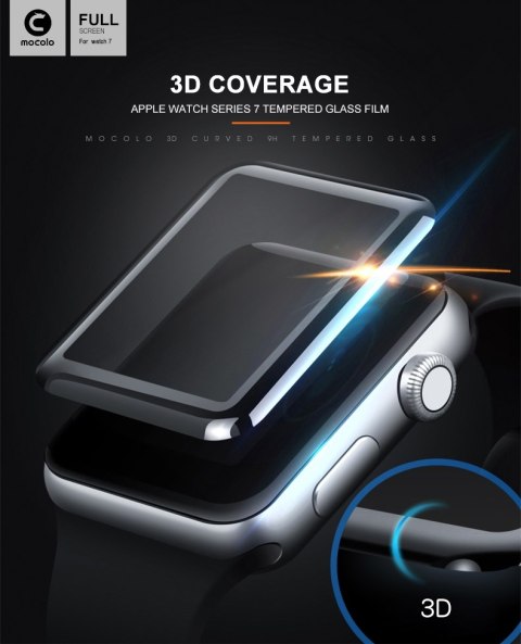 ND38_PG6511 Mocolo 3D Glass Full Glue - Szkło ochronne na ekran Apple Watch 7 41 mm