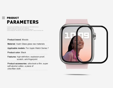 ND38_PG6512 Mocolo 3D Glass Full Glue - Szkło ochronne na ekran Apple Watch 7 45 mm