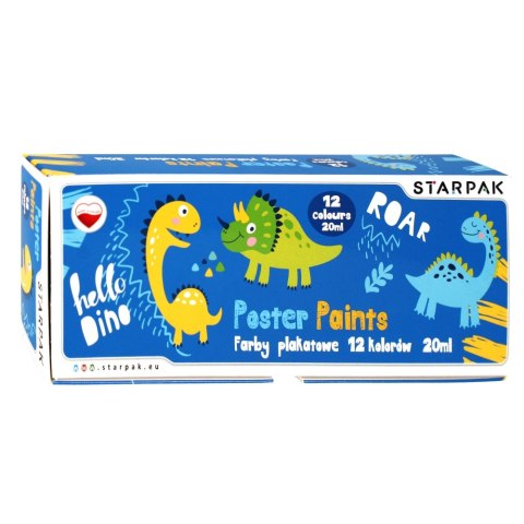 ND39_493206 FARBY PLAK 12KOL 20ML STK DINO FOL 6/24