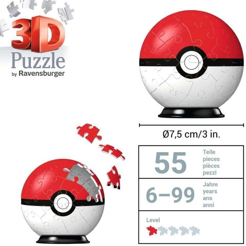 RAV puzzle 3D Kula 54 Pokemon czerw.11256