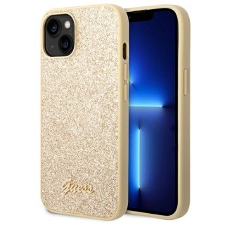 ND38_GUHCP14MHGGSHD Guess Glitter Flakes Metal Logo Case ? Etui iPhone 14 Plus (złoty)