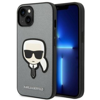 ND38_KLHCP14MSAPKHG Karl Lagerfeld Saffiano Karl Head Patch Case ? Etui iPhone 14 Plus (srebrny)