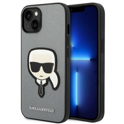 ND38_KLHCP14MSAPKHG Karl Lagerfeld Saffiano Karl Head Patch Case ? Etui iPhone 14 Plus (srebrny)