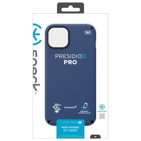 ND38_150114-9974 Speck Presidio2 Pro - Etui iPhone 14 Plus z powłoką MICROBAN (Coastal Blue / Black / White)