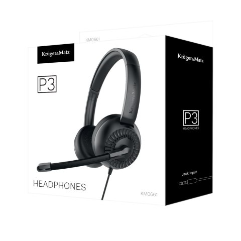 KM0661 Słuchawki z mikrofonem do komputera ( jack 3,5mm ) Kruger&Matz P3