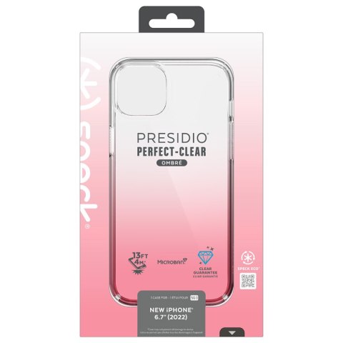 ND38_150122-9509 Speck Presidio Perfect-Clear + Ombre - Etui iPhone 14 Plus z powłoką MICROBAN (Clear / Vintage Rose Fade)
