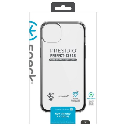 ND38_150124-5905 Speck Presidio Perfect-Clear with Impact Geometry - Etui iPhone 14 Plus z powłoką MICROBAN (Clear / Black)