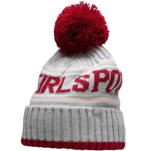 ND05_C4319 HJZ22 JCAD005 27M Czapka dla dziewczynki 4F chłodny jasny szary melanż HJZ22 JCAD005 27M