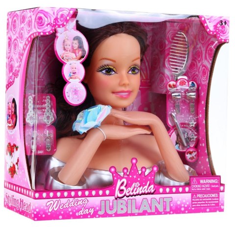 ND28_10879_ZDZ_8830S_BROWN Lalka brunetka do stylizacji włosów dla dzieci 3+ Zestaw do czesania + Ozdoby akcesoria