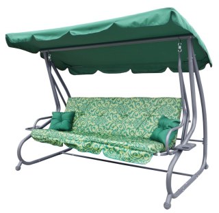 ND28_11105_8011_PAT_ZIE Huśtawka Ogrodowa Siedzisko Textylina 2x1 WZÓR Zielona