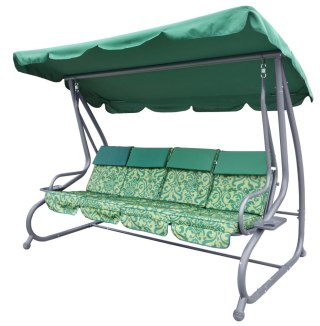 ND28_12376_8078 Z Ogromna Huśtawka Ogrodowa Siedzisko Plecionka 2x1 Zielona